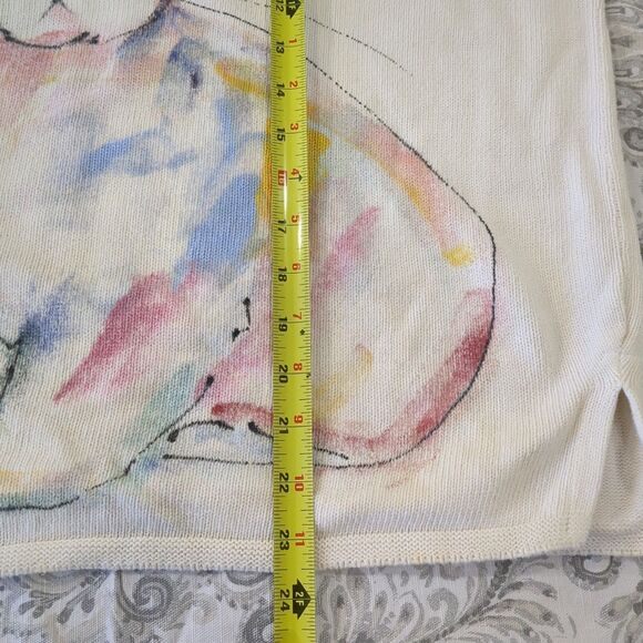 Vtg Diane Wat Design Handpainted Sweater Bunny Rabbit Shirt Size Small Med - Picture 7 of 16